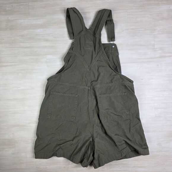 Vintage BUM Equipment Shortalls Womens Size XL Green 90s Y2K Bib Overalls Shorts - Picture 2 of 11